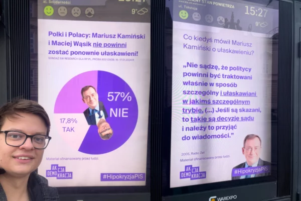 Billboardy dla Dudy na Krakowskim Przedmieściu