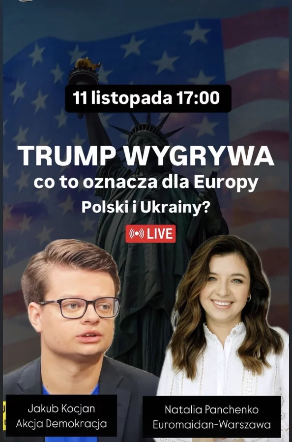 Jakub Kocjan o wygranej Trumpa w rozmowie na żywo z Natalią Panchenko