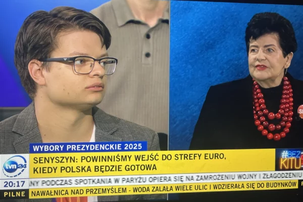 Jakub Kocjan z Joanną Senyszyn w TVN24