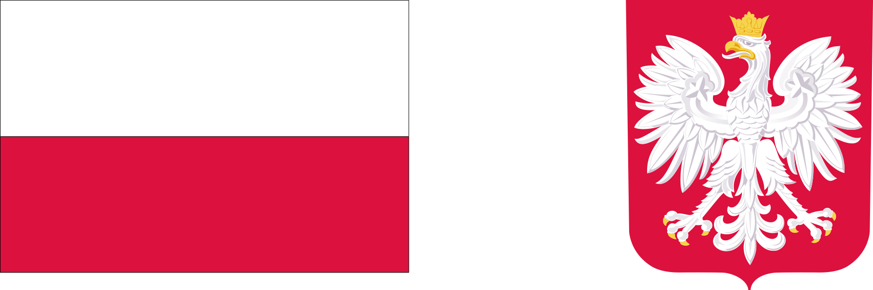 Flaga Rzeczypospolitej Polskiej i godło Rzeczypospolitej Polskiej