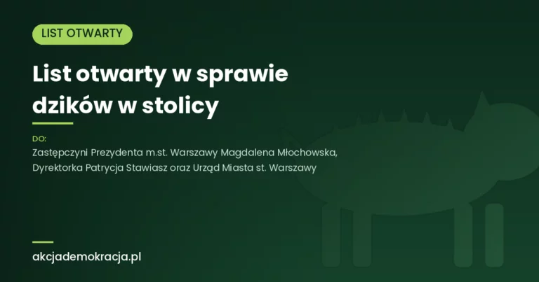 List otwarty w sprawie dzików w stolicy