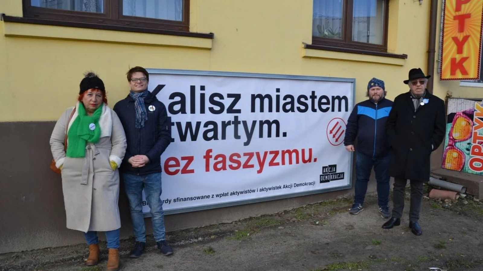 Billboard „Kalisz miastem otwartym. Bez faszyzmu”, grudzień 2021