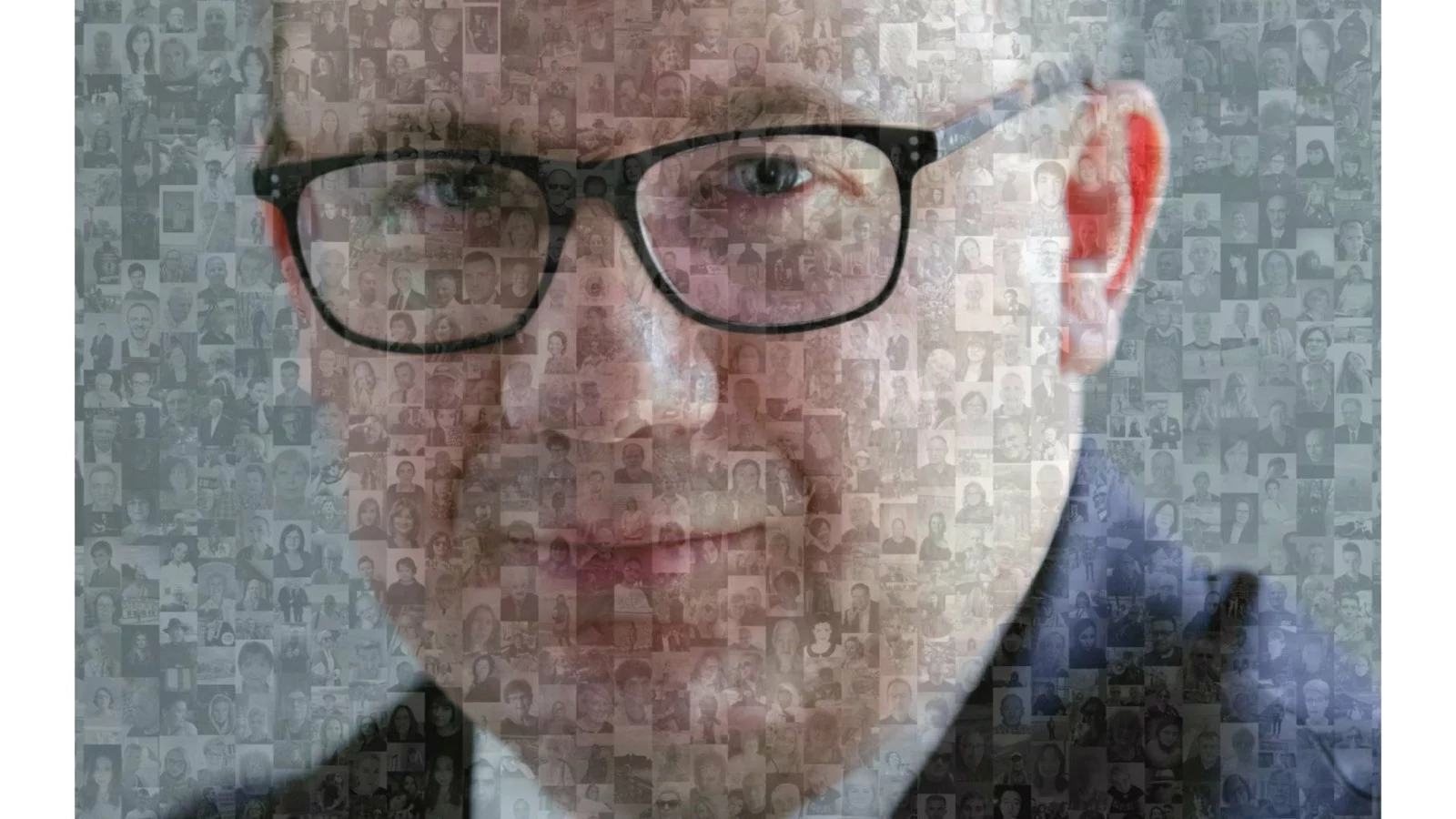Portret-mozaika Adama Bodnara ze zdjęć aktywistek i aktywistów Akcji